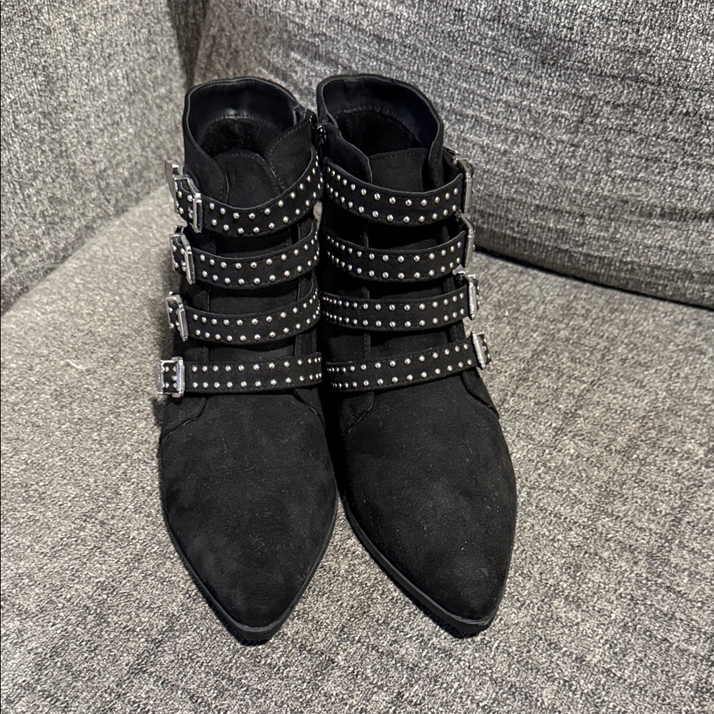 Express Black Studded Buckle Ankle Boots